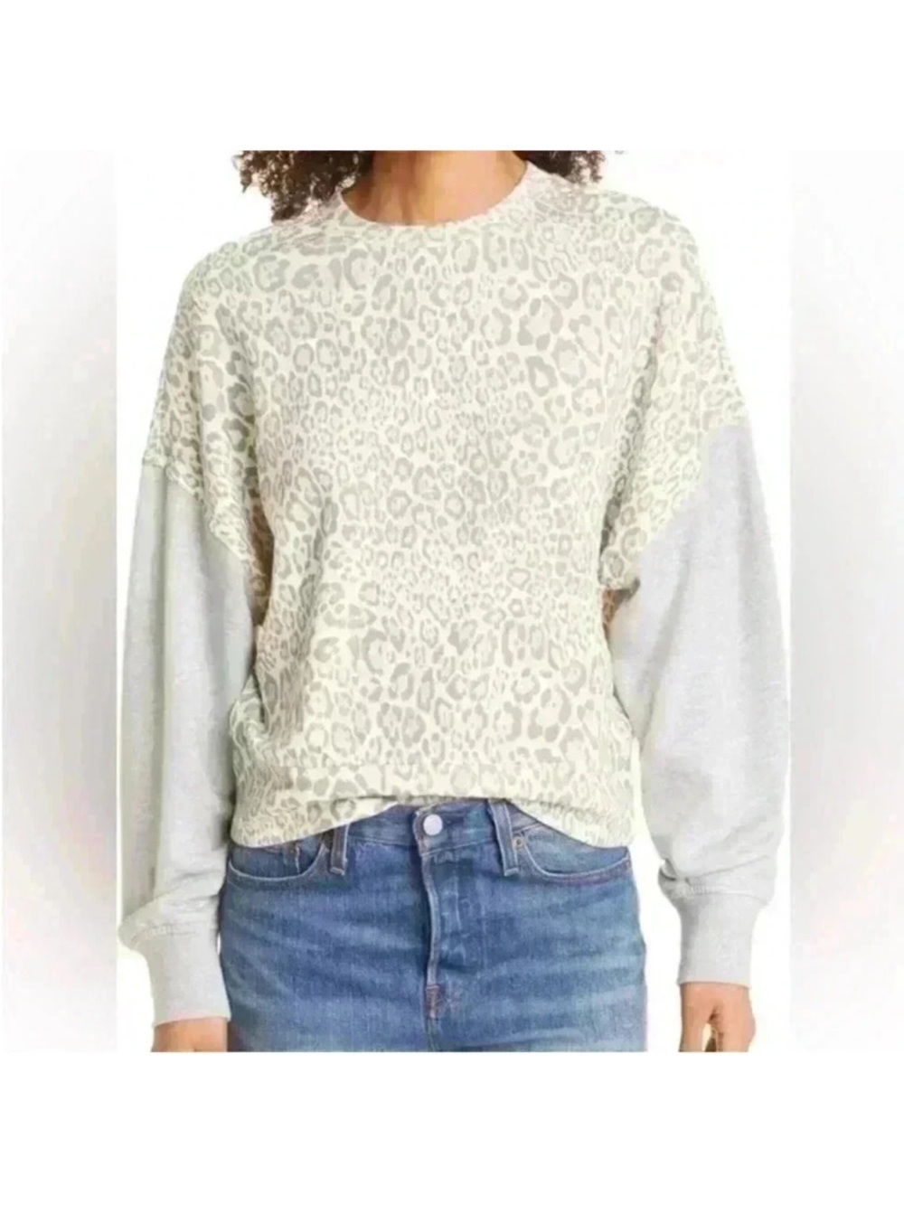 Rails Alice Leopard Print Cotton Blend Top in Mixed Grey Cheetah Size Large NWT